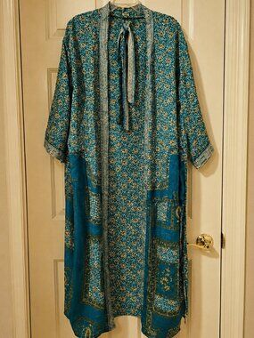 Handmade Art Silk Floral Kimono Robes Gown